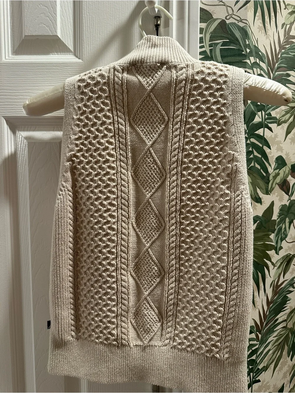 Nautica Cream Cable Knit Turtleneck Sweater Vest